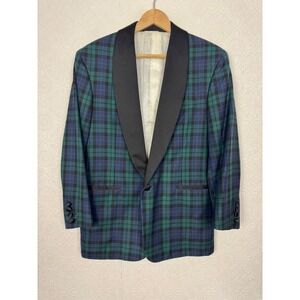 Custom Black Watch Tartan Collar Tuxedo Jacket Green Plaid Formal Suit 42 Short
